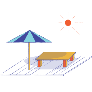 Terras met parasol